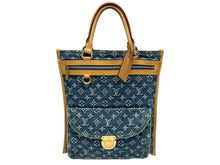 Load image into Gallery viewer, LOUIS VUITTON ルイヴィトン フラットショッパー ハンドバッグ M95018 モノグラム デニム ブルー ゴールド金具 美品 中古 4b011441