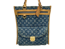 Load image into Gallery viewer, LOUIS VUITTON ルイヴィトン フラットショッパー ハンドバッグ M95018 モノグラム デニム ブルー ゴールド金具 美品 中古 4b011441