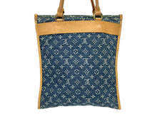 Load image into Gallery viewer, LOUIS VUITTON ルイヴィトン フラットショッパー ハンドバッグ M95018 モノグラム デニム ブルー ゴールド金具 美品 中古 4b011441