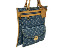 Load image into Gallery viewer, LOUIS VUITTON ルイヴィトン フラットショッパー ハンドバッグ M95018 モノグラム デニム ブルー ゴールド金具 美品 中古 4b011441