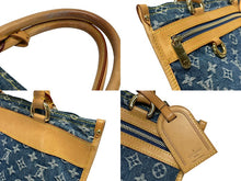 Load image into Gallery viewer, LOUIS VUITTON ルイヴィトン フラットショッパー ハンドバッグ M95018 モノグラム デニム ブルー ゴールド金具 美品 中古 4b011441