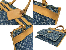 Load image into Gallery viewer, LOUIS VUITTON ルイヴィトン フラットショッパー ハンドバッグ M95018 モノグラム デニム ブルー ゴールド金具 美品 中古 4b011441