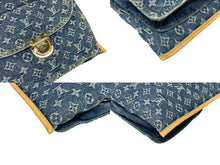 Load image into Gallery viewer, LOUIS VUITTON ルイヴィトン フラットショッパー ハンドバッグ M95018 モノグラム デニム ブルー ゴールド金具 美品 中古 4b011441