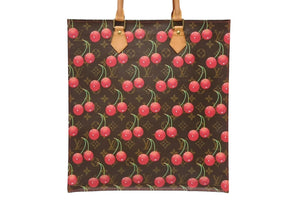 極美品 LOUIS VUITTON ルイ ヴィトン トートバッグ 村上隆 M95010 サックプラ モノグラムチェリー PVC 2005年 ブラウン 中古 4b011358