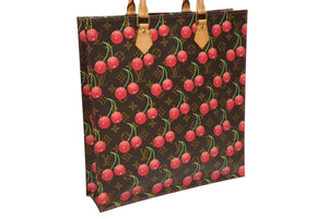 極美品 LOUIS VUITTON ルイ ヴィトン トートバッグ 村上隆 M95010 サックプラ モノグラムチェリー PVC 2005年 ブラウン 中古 4b011358