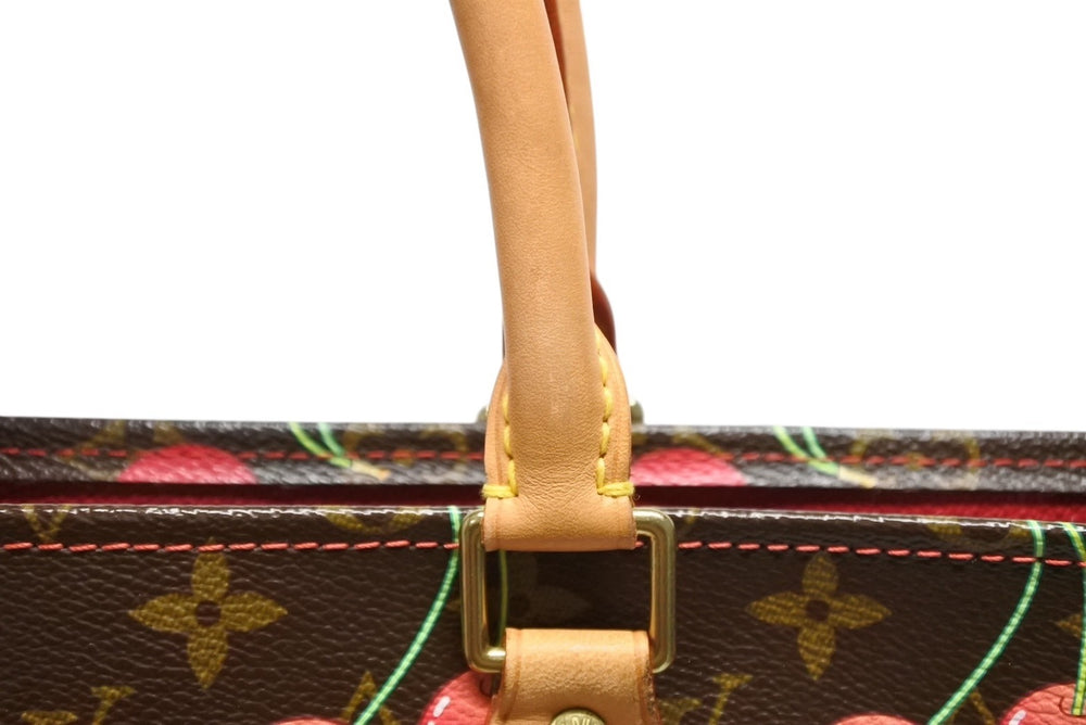 極美品 LOUIS VUITTON ルイ ヴィトン トートバッグ 村上隆 M95010 サックプラ モノグラムチェリー PVC 2005年 ブラウン 中古 4b011358