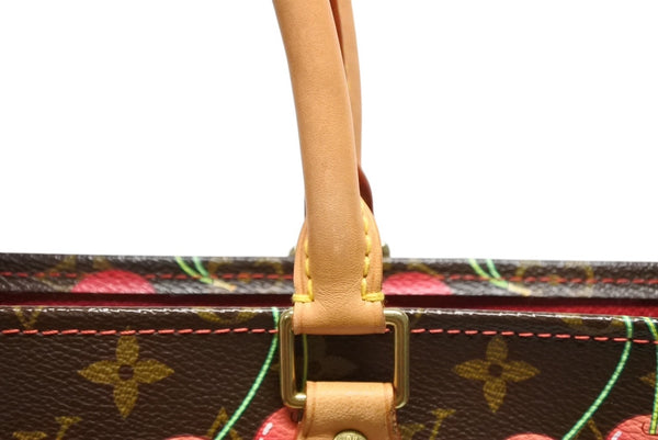 極美品 LOUIS VUITTON ルイ ヴィトン トートバッグ 村上隆 M95010 サックプラ モノグラムチェリー PVC 2005年 ブラウン 中古 4b011358