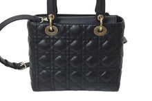Load image into Gallery viewer, 極美品 Christian Dior クリスチャンディオール 22年 レディディオール ミディアム 2WAY ハンドバッグ ブラック ゴールド 中古 4b001148