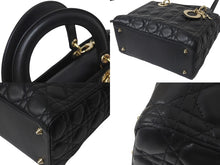 Load image into Gallery viewer, 極美品 Christian Dior クリスチャンディオール 22年 レディディオール ミディアム 2WAY ハンドバッグ ブラック ゴールド 中古 4b001148