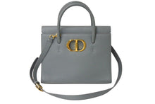 画像をギャラリービューアに読み込む, Christian Dior クリスチャンディオール ST HONORE サントノレ 30 モンテーニュ ミディアム 2WAYトートバッグ グレー 美品 中古 4b001149