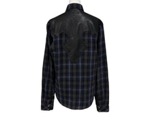 Load image into Gallery viewer, CHROME HEARTS クロムハーツ レザー切り替え 長袖ネルシャツ サイズSM フレアニー クロスボールボタン チェック柄 美品 中古 4b011447
