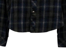 Load image into Gallery viewer, CHROME HEARTS クロムハーツ レザー切り替え 長袖ネルシャツ サイズSM フレアニー クロスボールボタン チェック柄 美品 中古 4b011447