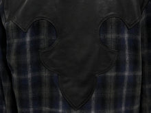 Load image into Gallery viewer, CHROME HEARTS クロムハーツ レザー切り替え 長袖ネルシャツ サイズSM フレアニー クロスボールボタン チェック柄 美品 中古 4b011447