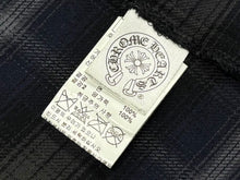 Load image into Gallery viewer, CHROME HEARTS クロムハーツ レザー切り替え 長袖ネルシャツ サイズSM フレアニー クロスボールボタン チェック柄 美品 中古 4b011447