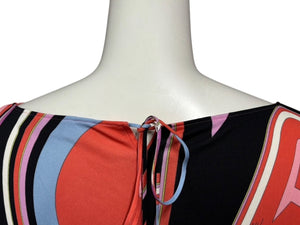 Emilio Pucci エミリオ プッチ カットソー 長袖 マルチカラー レーヨン シルク サイズ38 シルバー金具 66RN48 美品 中古 4b011221