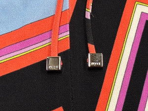 Emilio Pucci エミリオ プッチ カットソー 長袖 マルチカラー レーヨン シルク サイズ38 シルバー金具 66RN48 美品 中古 4b011221