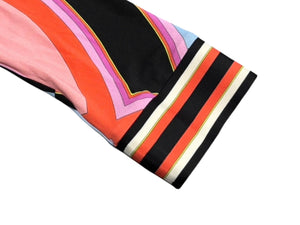 Emilio Pucci エミリオ プッチ カットソー 長袖 マルチカラー レーヨン シルク サイズ38 シルバー金具 66RN48 美品 中古 4b011221
