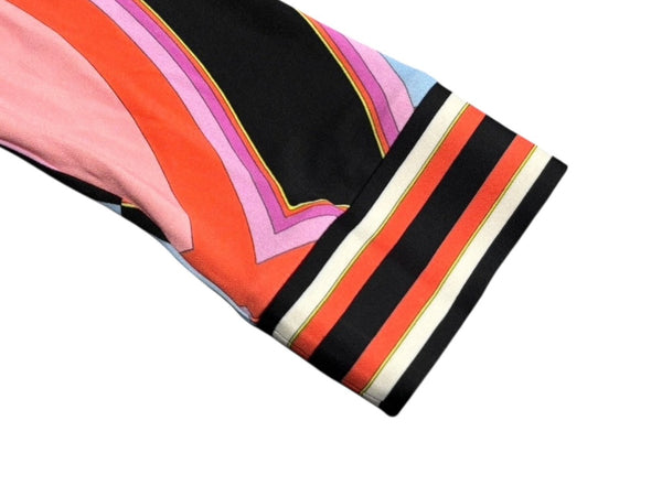 Emilio Pucci エミリオ プッチ カットソー 長袖 マルチカラー レーヨン シルク サイズ38 シルバー金具 66RN48 美品 中古 4b011221