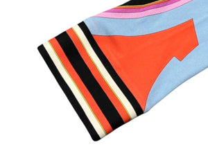 Emilio Pucci エミリオ プッチ カットソー 長袖 マルチカラー レーヨン シルク サイズ38 シルバー金具 66RN48 美品 中古 4b011221