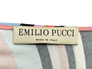 Emilio Pucci エミリオ プッチ カットソー 長袖 マルチカラー レーヨン シルク サイズ38 シルバー金具 66RN48 美品 中古 4b011221