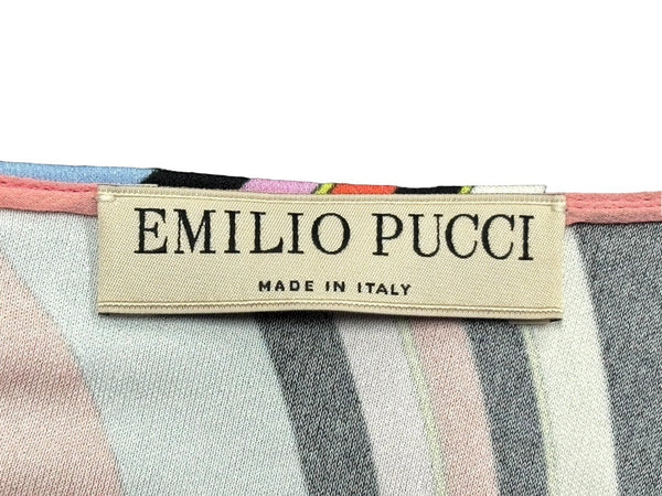 Emilio Pucci エミリオ プッチ カットソー 長袖 マルチカラー レーヨン シルク サイズ38 シルバー金具 66RN48 美品 中古 4b011221