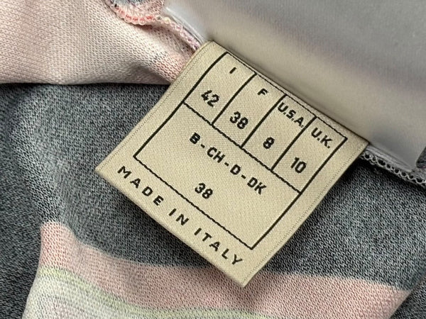 Emilio Pucci エミリオ プッチ カットソー 長袖 マルチカラー レーヨン シルク サイズ38 シルバー金具 66RN48 美品 中古 4b011221