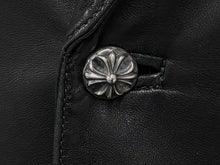 Load image into Gallery viewer, 極美品 CHROME HEARTS クロムハーツ テーラード レザー ジャケット クロスボール ボタン ラムレザー ブラック 黒 サイズ S 中古 4b011506