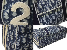 Load image into Gallery viewer, CHRISTIAN DIOR クリスチャンディオール トロッター柄 ミニボストンバッグ ハンドバッグ ナンバー2 ネイビー 美品 中古 4b001152