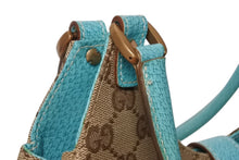 Load image into Gallery viewer, GUCCI グッチ ジャッキー ハンドバッグ 124409 002058 GGキャンバス レザー ベージュ ターコイズブルー ブロンズ金具 美品 中古 4b011257