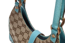 Load image into Gallery viewer, GUCCI グッチ ジャッキー ハンドバッグ 124409 002058 GGキャンバス レザー ベージュ ターコイズブルー ブロンズ金具 美品 中古 4b011257