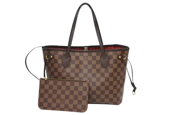 極美品 LOUIS VUITTON ルイヴィトン ハンドバッグ 新型 ネヴァーフルPM N41359 ダミエエベヌキャンバス ブラウン 中古 4b011556