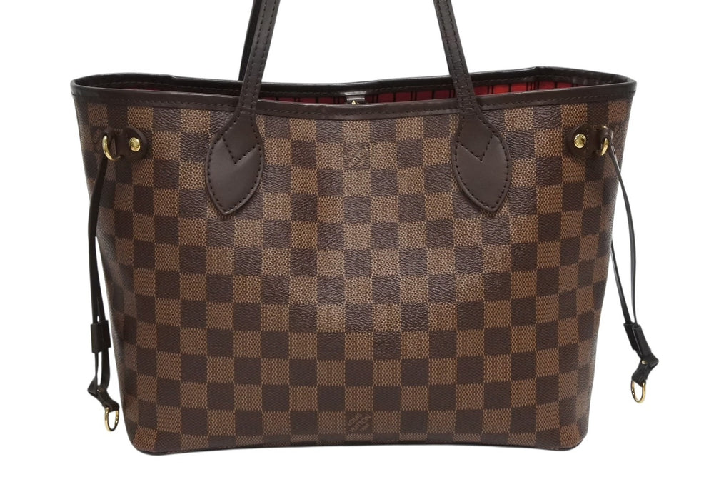 極美品 LOUIS VUITTON ルイヴィトン ハンドバッグ 新型 ネヴァーフルPM N41359 ダミエエベヌキャンバス ブラウン 中古 4b011556