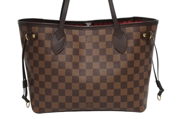 極美品 LOUIS VUITTON ルイヴィトン ハンドバッグ 新型 ネヴァーフルPM N41359 ダミエエベヌキャンバス ブラウン 中古 4b011556