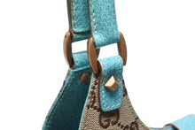 Load image into Gallery viewer, GUCCI グッチ ジャッキー ハンドバッグ 124409 002058 GGキャンバス レザー ベージュ ターコイズブルー ブロンズ金具 美品 中古 4b011257