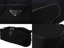 画像をギャラリービューアに読み込む, PRADA プラダ ポコノ ワンショルダーバッグ ハンドバッグ イタリア製 ナイロン レザー ブラック シルバー金具 美品 中古 4b001154