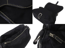 画像をギャラリービューアに読み込む, PRADA プラダ ポコノ ワンショルダーバッグ ハンドバッグ イタリア製 ナイロン レザー ブラック シルバー金具 美品 中古 4b001154