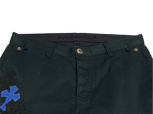 Load image into Gallery viewer, CHROME HEARTS クロムハーツ セメタリークロスパッチパンツ サイズ36 クロスボール ブラック レザー シルバ−925 35パッチ 美品 中古 4b011662