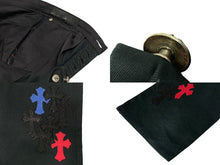 Load image into Gallery viewer, CHROME HEARTS クロムハーツ セメタリークロスパッチパンツ サイズ36 クロスボール ブラック レザー シルバ−925 35パッチ 美品 中古 4b011662