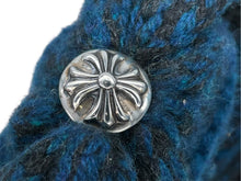 Load image into Gallery viewer, CHROME HEARTS クロムハーツ クロスパッチ ニットキャップ ビーニー カシミヤ レザー シルバー925 ブルー 美品 中古 4b011455