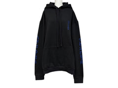 新品未使用 CHROME HEARTS クロムハーツ プルオーバーフーディー パーカー サイズXL ブラック ブルー ロゴプリント 中古 4b011668