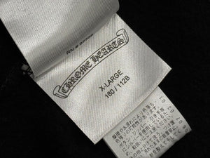 新品未使用 CHROME HEARTS クロムハーツ プルオーバーフーディー パーカー サイズXL ブラック ブルー ロゴプリント 中古 4b011668