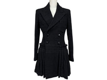 Load image into Gallery viewer, 極美品 CHANEL シャネル ツイードコート P64017V49031 サイズ34 ココマーク ブラック ネイビー プリーツ 中古 4b011496