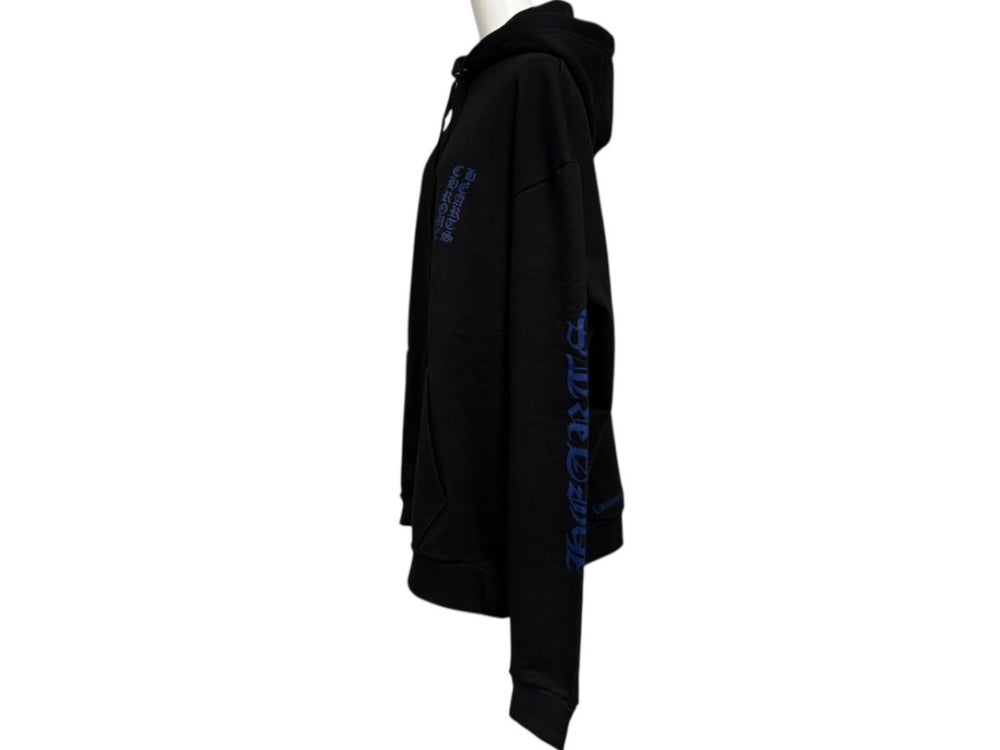New and unused CHROME HEARTS Pullover Hoodie Parka Size XL Black Blue Logo Print Used 4b011668