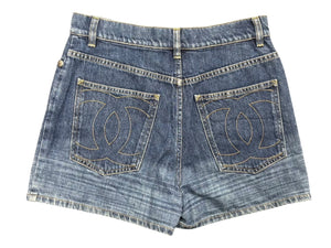 CHANEL シャネル デニムショーツ ショートパンツ P47482V35491 サイズ36 ココマークステッチ インディゴブルー 美品 中古 4b011673