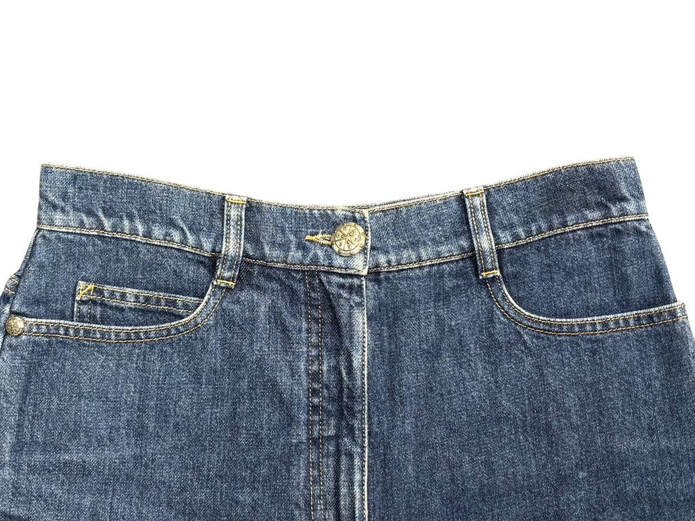 CHANEL Denim Shorts P47482V35491 Size 36 Coco Mark Stitch Indigo Blue Good Condition Used 4b011673