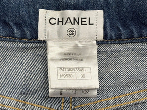 CHANEL シャネル デニムショーツ ショートパンツ P47482V35491 サイズ36 ココマークステッチ インディゴブルー 美品 中古 4b011673