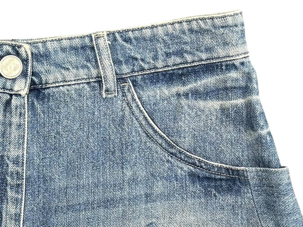 CHANEL シャネル デニムショーツ ショートパンツ P55909V42309 サイズ38 ココマーク インディゴブルー 美品 中古 4b011672