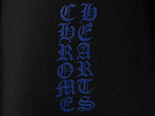 Load image into Gallery viewer, 新品未使用 CHROME HEARTS クロムハーツ プルオーバーフーディー パーカー サイズXL ブラック ブルー ロゴプリント 中古 4b011668