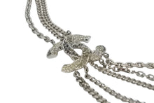 Load image into Gallery viewer, CHANEL シャネル 5連 ラインストーン ロング チェーン ネックレス 124.4g シルバー メタル ラインストーン ココマーク シルバー金具 美品 中古 4b011732