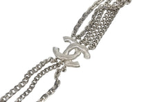 Load image into Gallery viewer, CHANEL シャネル 5連 ラインストーン ロング チェーン ネックレス 124.4g シルバー メタル ラインストーン ココマーク シルバー金具 美品 中古 4b011732